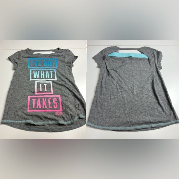 Justice Girls Size 8 Gray Inspirational Bright Colored Glitter Lettering T-Shirt - Picture 1 of 4